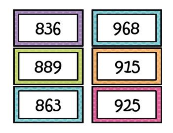 3 digit number flash cards